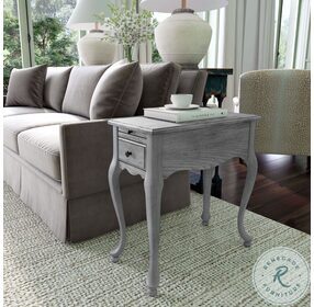 Croydon Distressed Powder Gray 1 Drawer Pullout Side Table