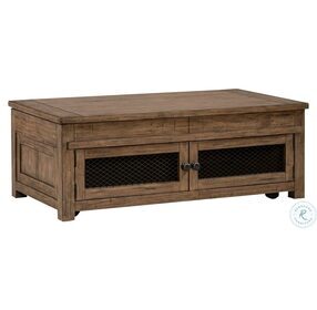 Pinebrook Ridge Weathered Toffee Lift Top Storage Occasional Table Set