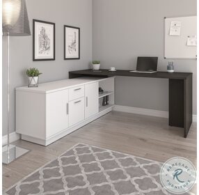 Equinox Deep Grey And White 72" L Shaped Office Desk