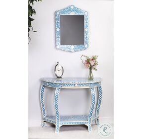 Bone Inlay Darrieux Blue Bone Inlay Demilune Console Table