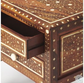 Bone Inlay Chevrier Wood and Bone Inlay 2 Drawer Accent Chest