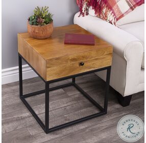 Industrial Chic Brixton Iron and Wood End Table
