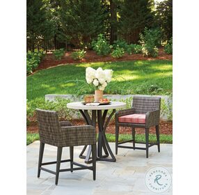 Cypress Point Ocean Honey Limestone And Aged Iron Outdoor Bistro Table