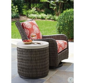 Cypress Point Ocean Terrace Rich Driftwood Gray Outdoor Round End Table