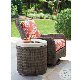 Cypress Point Ocean Honey Limestone And Rich Driftwood Gray Outdoor Round End Table