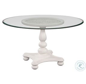 Rodanthe Dove White Pedestal Glass Top 54" Dining Room Set