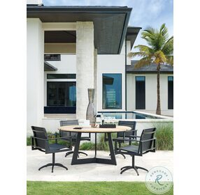 South Beach Dark Graphite Outdoor Swivel Rocker Dining Chair