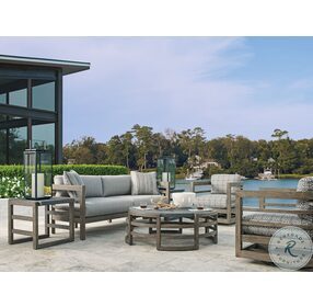 La Jolla Faux Slate And Taupe Gray Painta Outdoor Round Cocktail Table