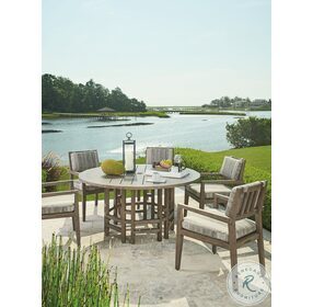La Jolla Taupe Gray Painta Outdoor Round Dining Table
