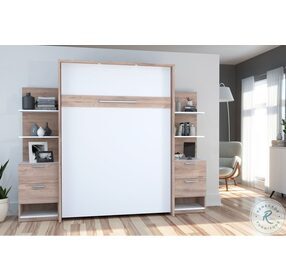 Cielo Rustic Brown And White 98" Full Murphy Bed With Storage