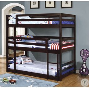 Sandler Cappuccino Twin Over Twin Triple Bunk Bed