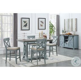 Bar Harbor Blue Counter Height Dining Chair Set of 2