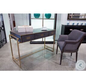 Shagreen Gray Gray Leather Desk