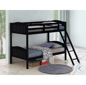 Littleton Black Slatted Twin Over Twin Bunk Bed