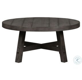 Modern Farmhouse Distressing Dusty Charcoal Splay Leg Round Occasional Table Set