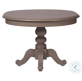 Summer House Dove Grey Extendable Round Pedestal Dining Room Set