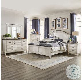 Allyson Park Wire Brushed White And Charcoal Queen Arched Panel Bed