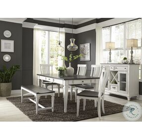 Allyson Park Wire Brushed White And Charcoal Wood Seat Bench