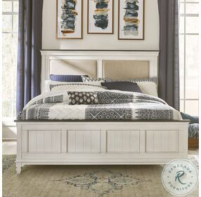Allyson Park Wire Brushed White And Charcoal Upholstered Panel Bedroom Set