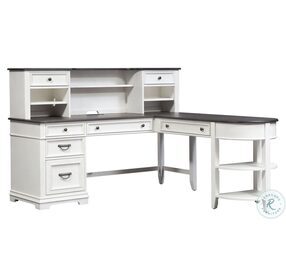 Allyson Park Wire Brushed White And Charcoal L Shaped Home Office Set