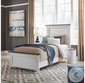 Allyson Park Wire Brushed White And Charcoal Youth Panel Bedroom Set