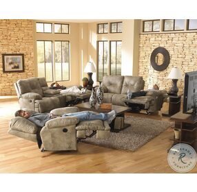 Voyager Brandy Power Reclining Sofa With 3 Recliners and Drop Down Table
