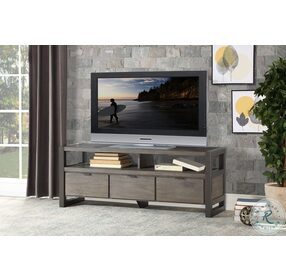 Prudhoe Power Glaze Oak and Gunmetal 3 Drawers 58" TV Stand