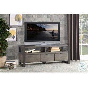 Prudhoe Power Glaze Oak and Gunmetal 3 Drawers 58" TV Stand