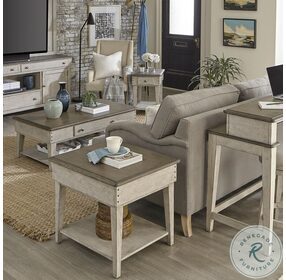 Ivy Hollow Weathered Linen And Dusty Taupe Drawer Chairside Table