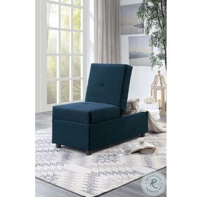 Denby Blue Storage Convertible Chair With Ottoman