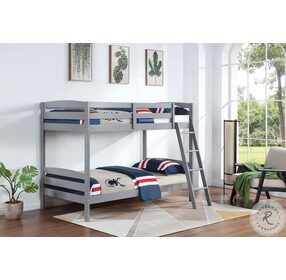Rhea Gray Wooden Twin Over Twin Bunk Bed