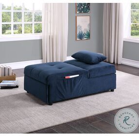 Garrell Dark Blue Lift Top Storage Bench With Pull Out Bed
