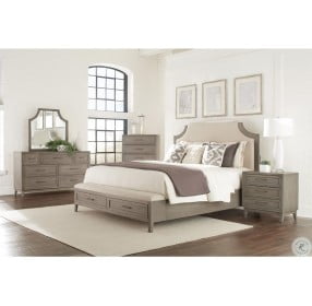 Vogue Gray Wash Queen Upholstered Panel Storage Bed