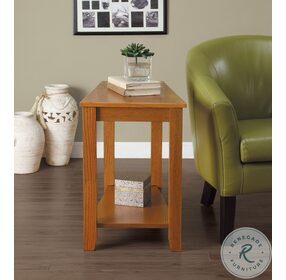 Elwell Oak Wedge Shaped Chairside Table
