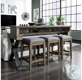 Sonoma Road Weathered Beaten Bark And Antique Pewter Metal Console Bar Table