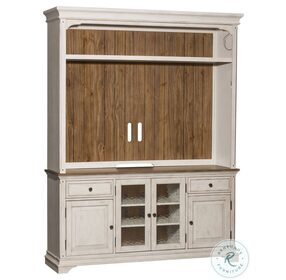 Morgan Creek Antique White And Wire Brushed Tobacco Entertainment Center