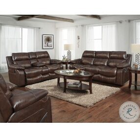 Positano Cocoa Reclining Console Loveseat With Storage