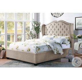 Waterlyn Beige California King Upholstered Panel Bed