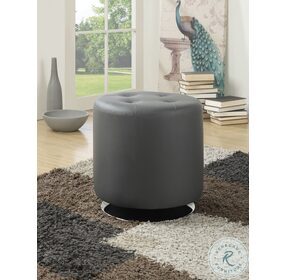 Bowman Grey Round Upholstered Ottoman