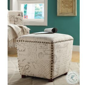 Lucy Off White And Grey Upholstered Ottoman