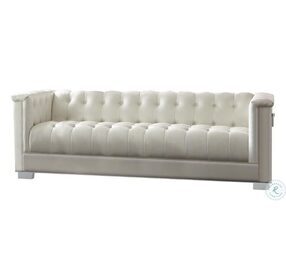 Chaviano Pearl White Tufted Living Room Set