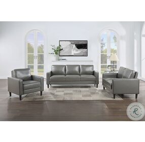 Ruth Gray Track Arm Faux Leather Loveseat