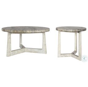 Halden Gray And White Round End Table
