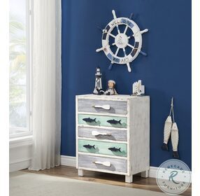 Something Fishy White And Blue 5 Drawer Chest