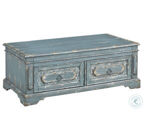Cabot Aged Blue and Cream 2 Drawer Lift Top Castered Occasional Table Set