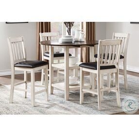 Kiwi White Wash And Dark Cherry Drop Leaf Counter Height Dining Table