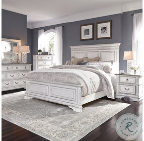 Abbey Park Antique White Cal. King Panel Bed