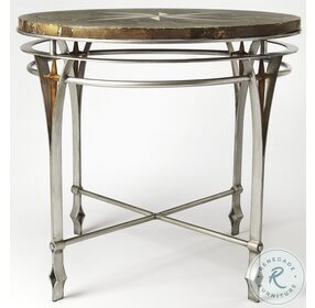 Regina Browns Fossil Stone and Metal Foyer Table