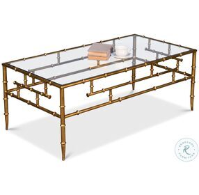 52851 Gold 48" Faux Bamboo Metal Cocktail Table