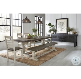 Caleb Distressed Brown And Classic Ivory 83" Bench